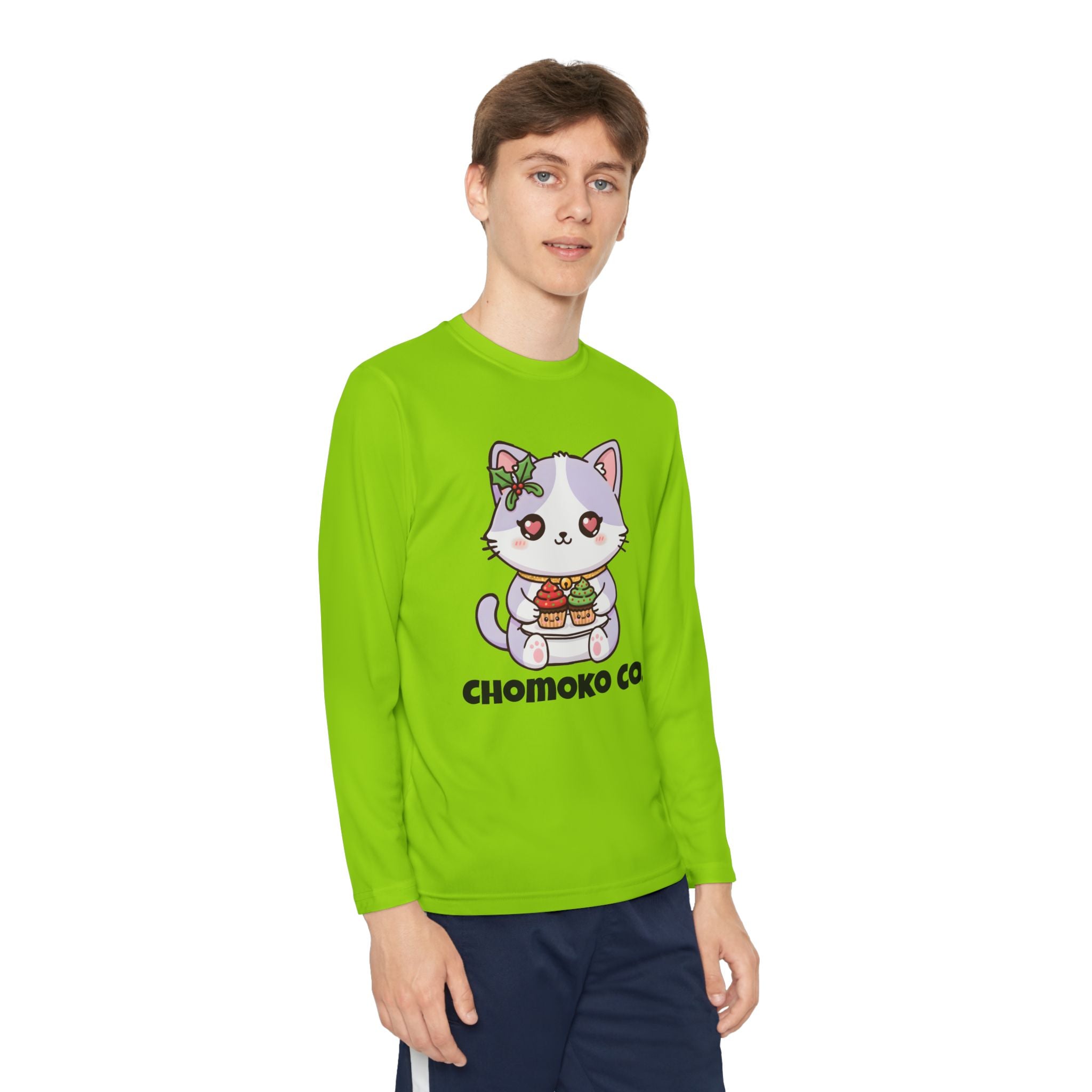 Nori with Christmas Cupcakes Youth Long Sleeve Competitor Tee