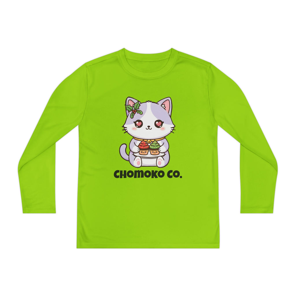 Nori with Christmas Cupcakes Youth Long Sleeve Competitor Tee