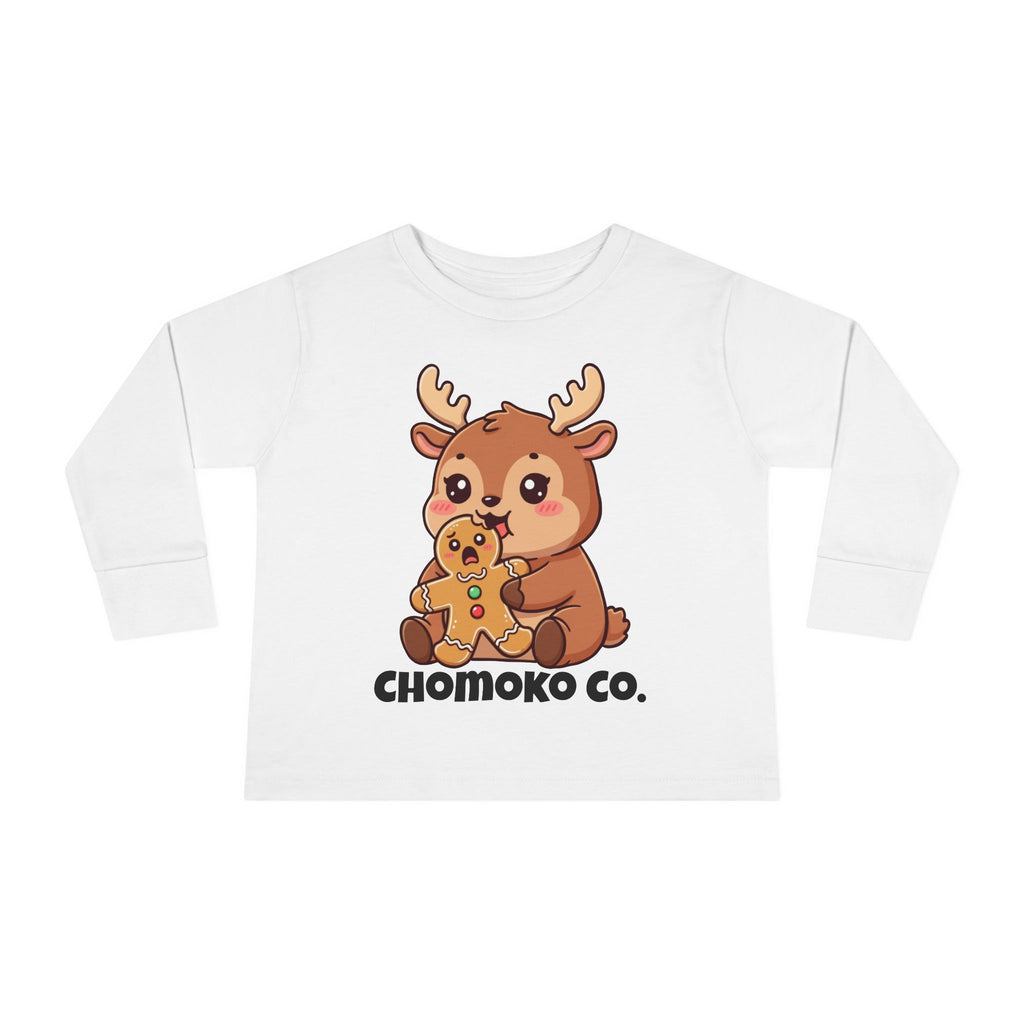 Haru eating a Gingerbread Man Toddler Long Sleeve Tee