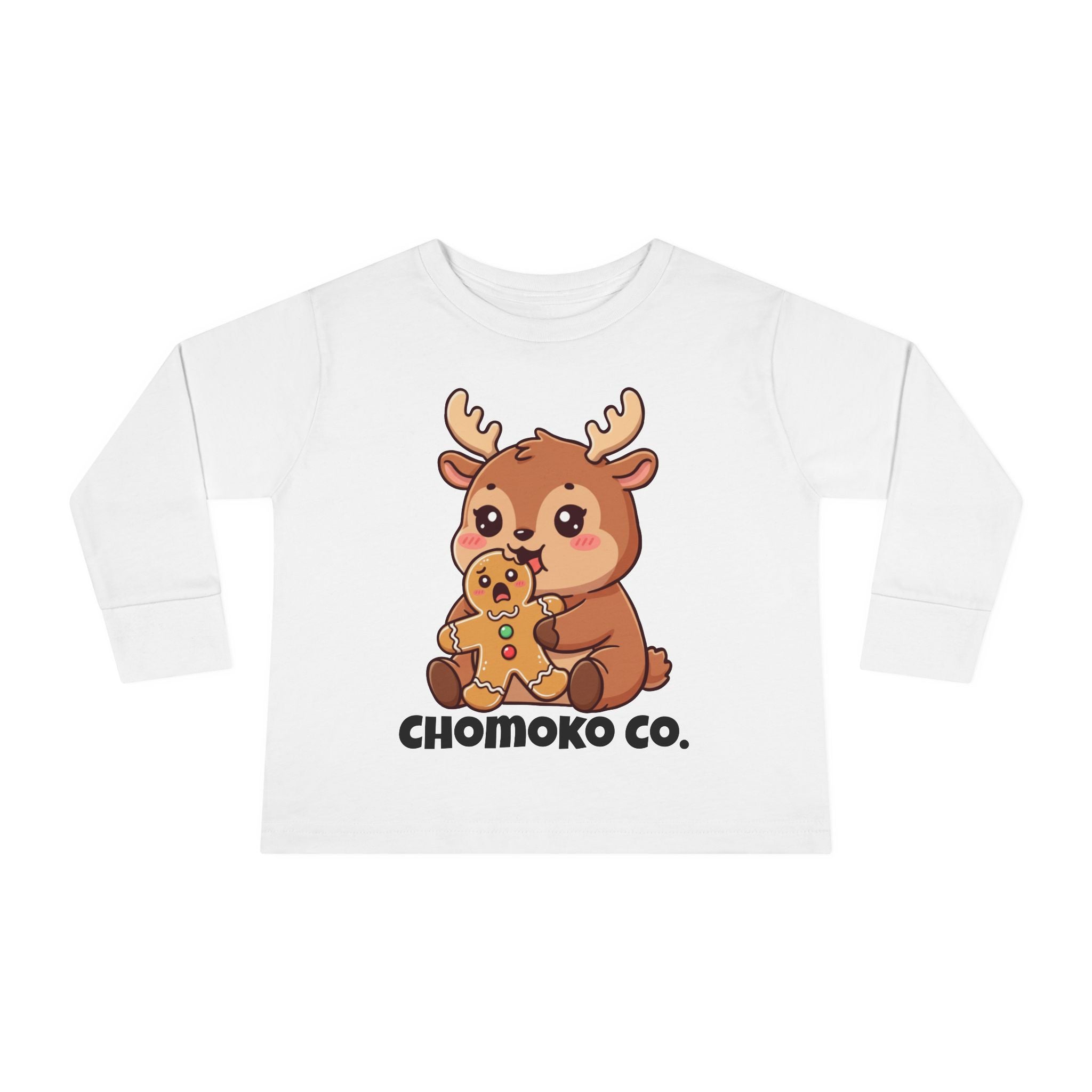 Haru eating a Gingerbread Man Toddler Long Sleeve Tee