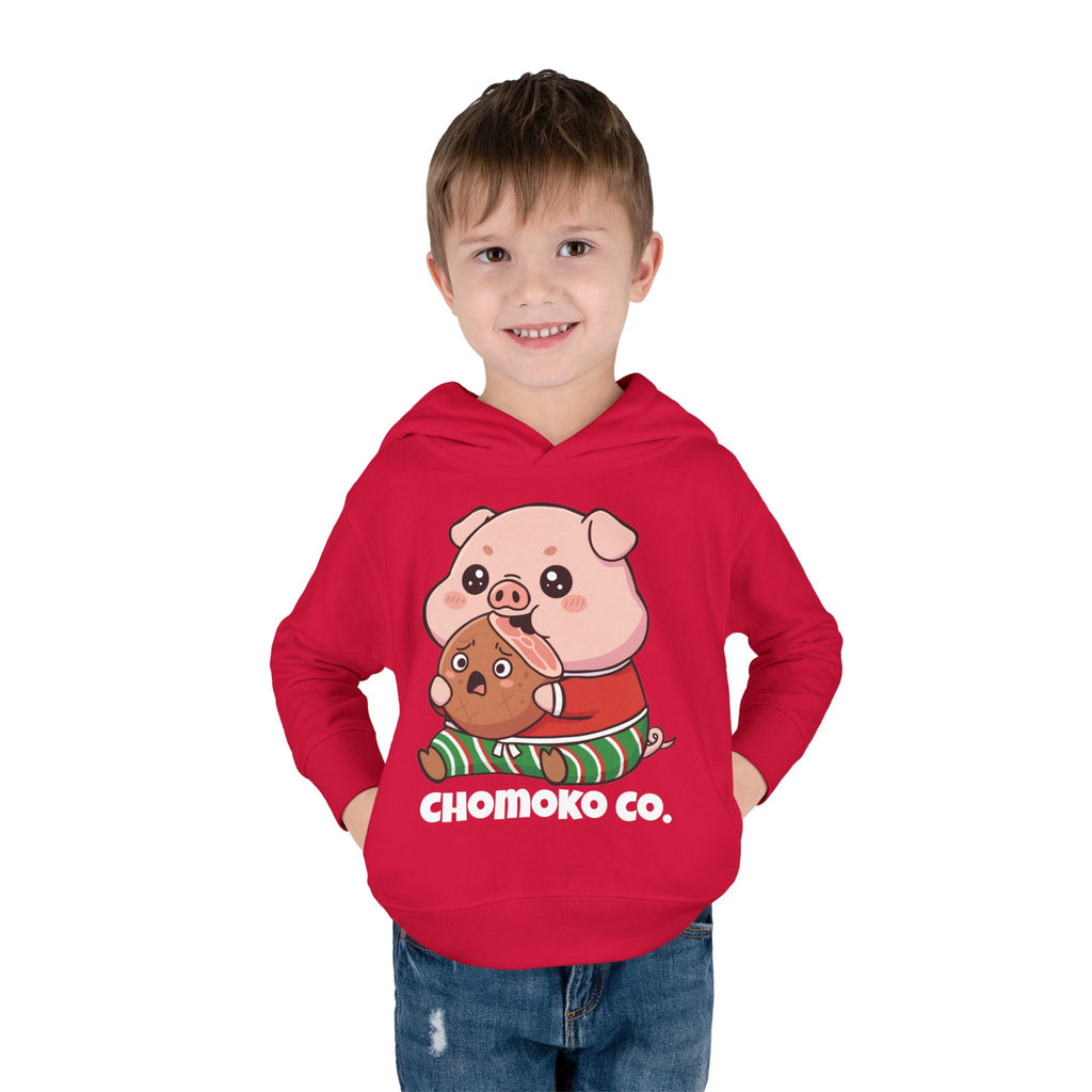 Okui in Christmas pajamas Toddler Pullover Fleece Hoodie