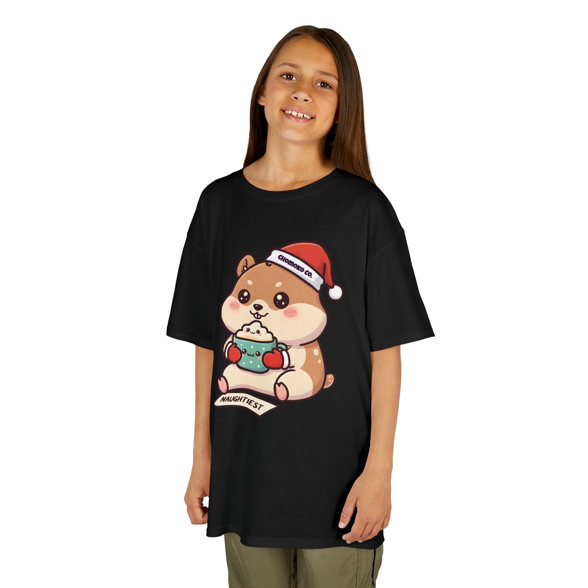 Atsu drinking Eggnog Kids Heavy Cotton™ Tee