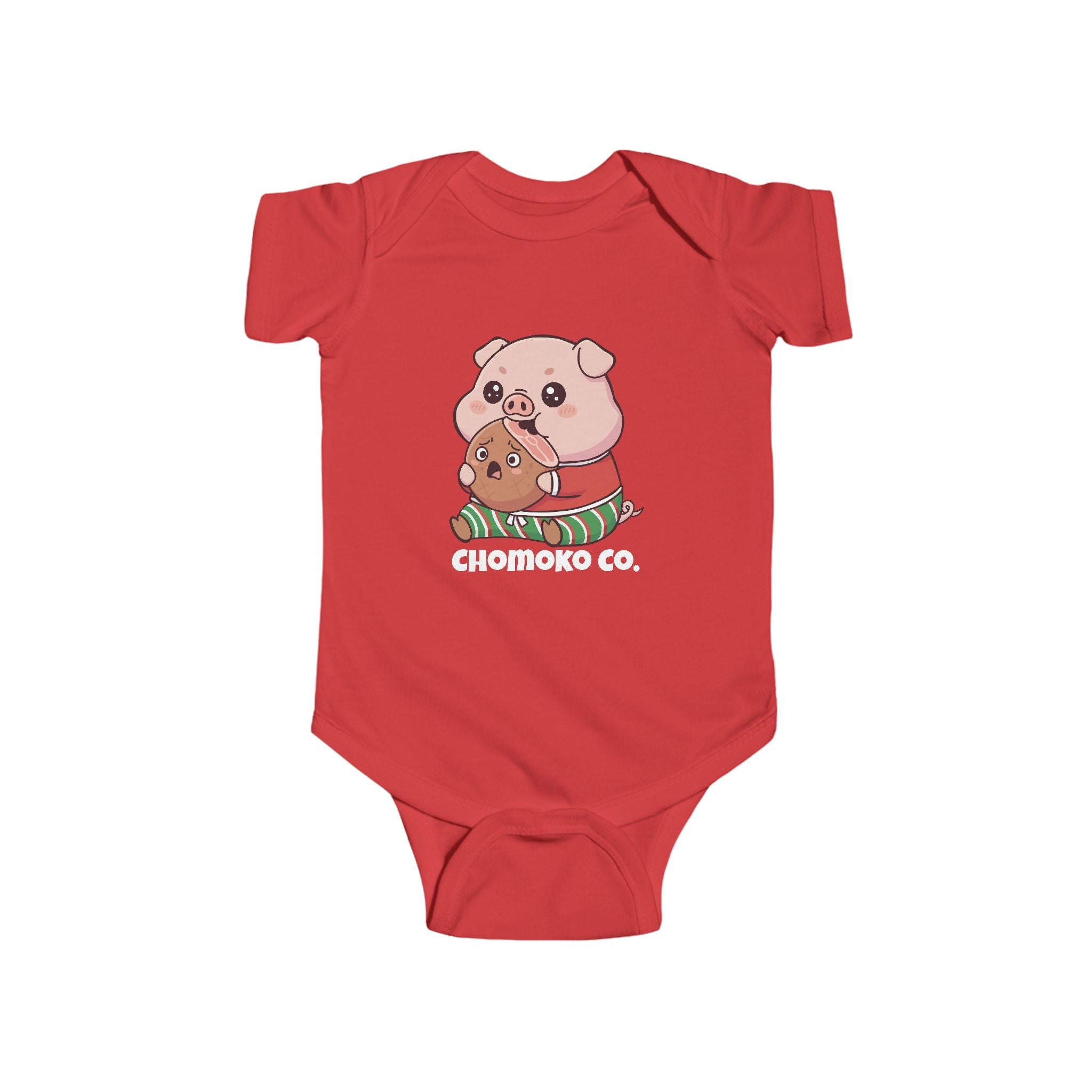 Okui in Christmas pajamas Infant Fine Jersey Bodysuit