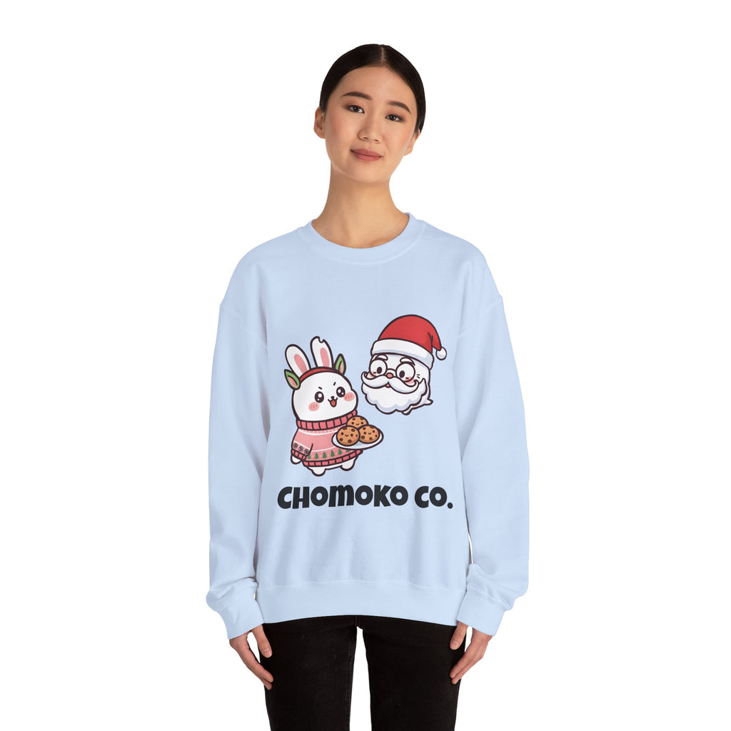 Chomoko with Oji dressed as Santa Cookie Plate Sweatshirt | CHOMOKO CO.