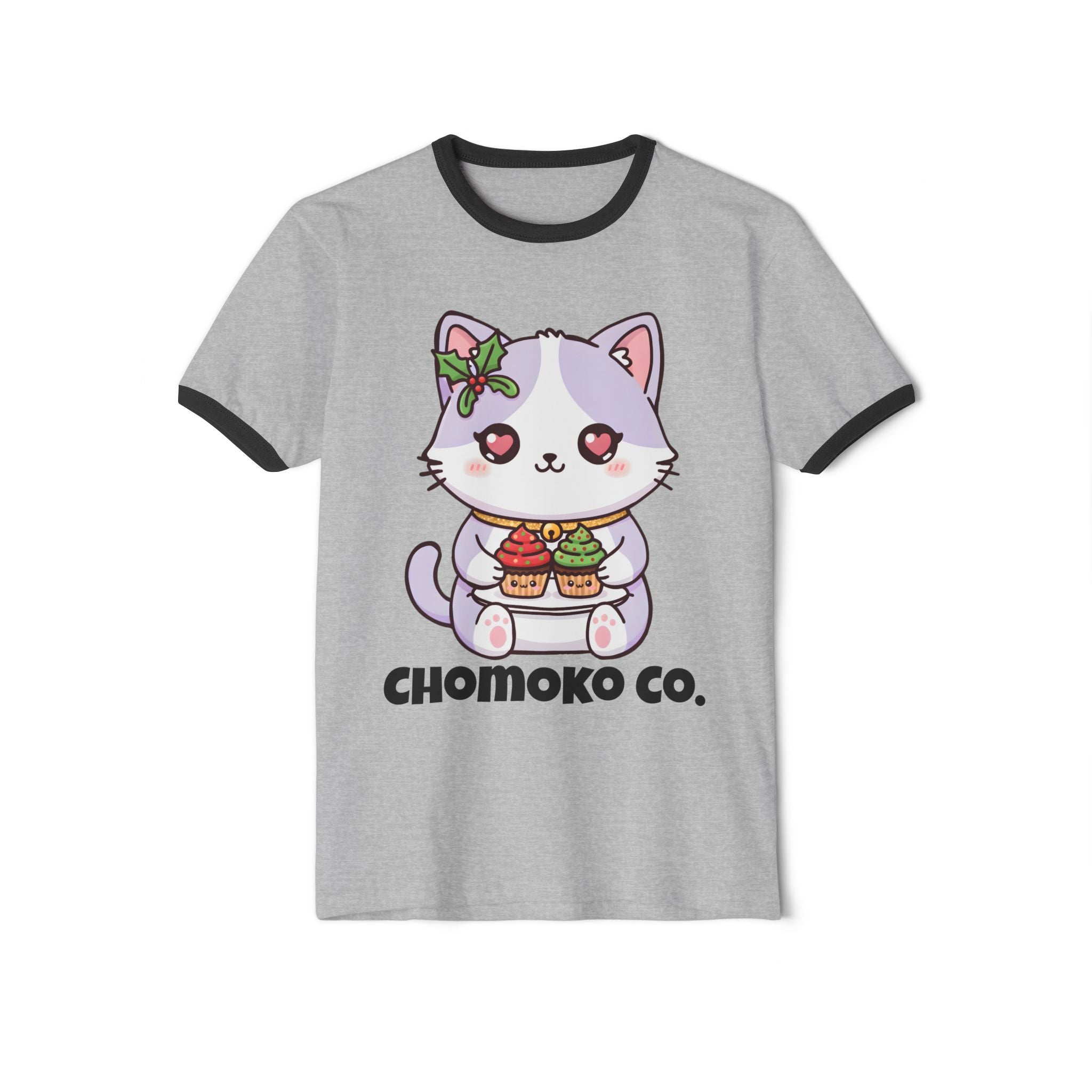 Nori with Christmas Cupcakes Unisex Cotton Ringer T-Shirt