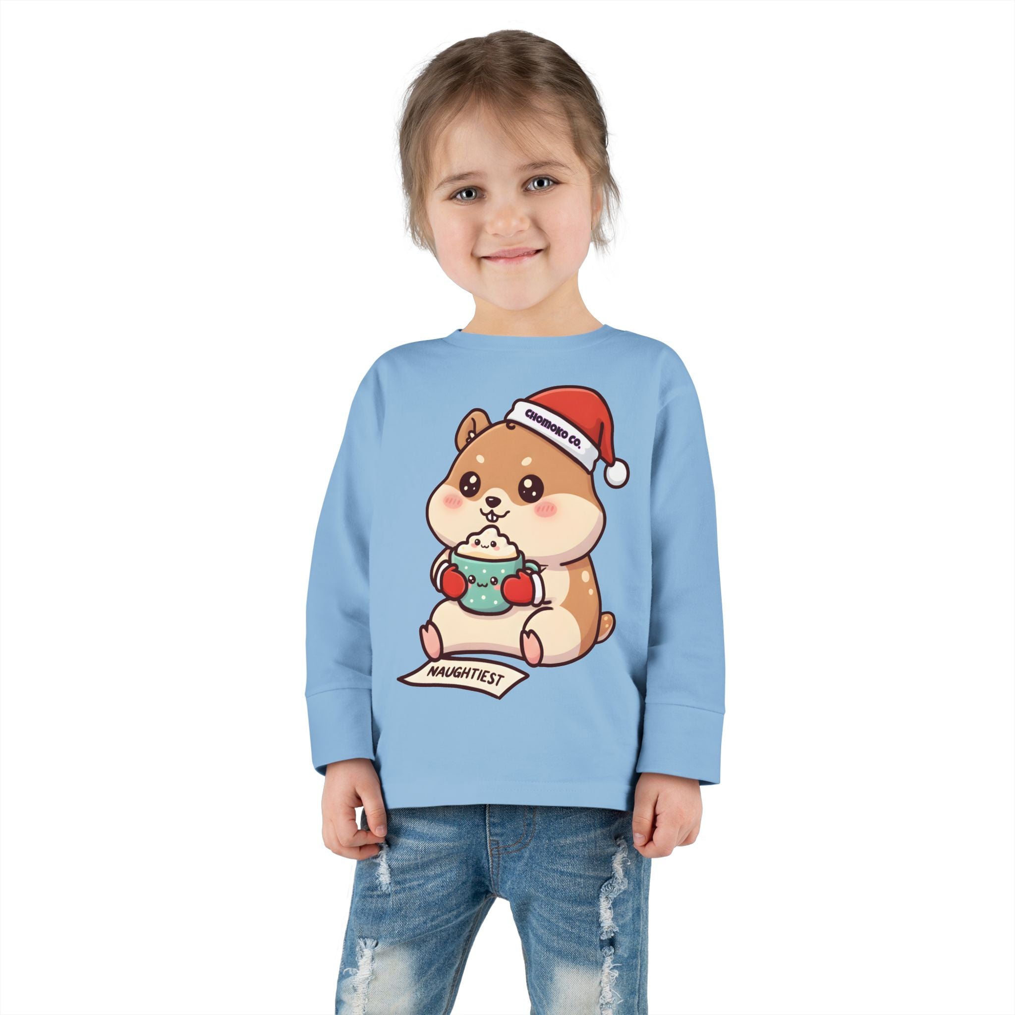 Atsu drinking Eggnog Toddler Long Sleeve Tee