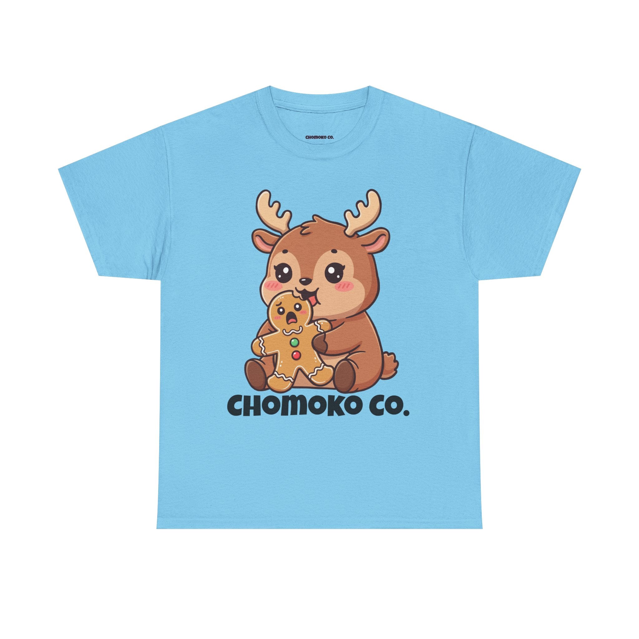 Haru eating a Gingerbread Man Sharing Tee | Christmas Cute Holiday Shirt