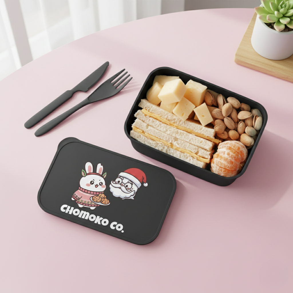 Chomoko and Santa Oji PLA Bento Box with Band and Utensils