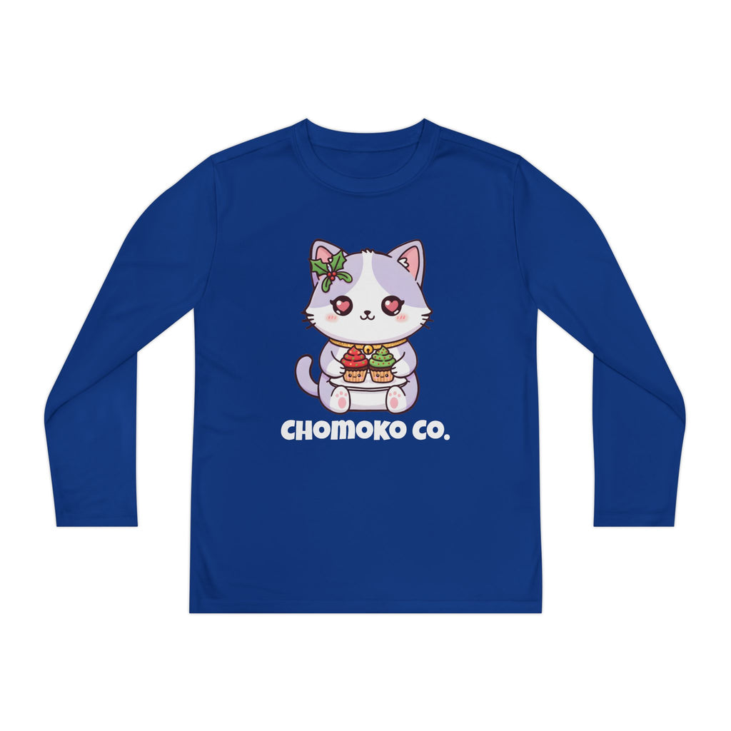 Nori with Christmas Cupcakes Youth Long Sleeve Competitor Tee