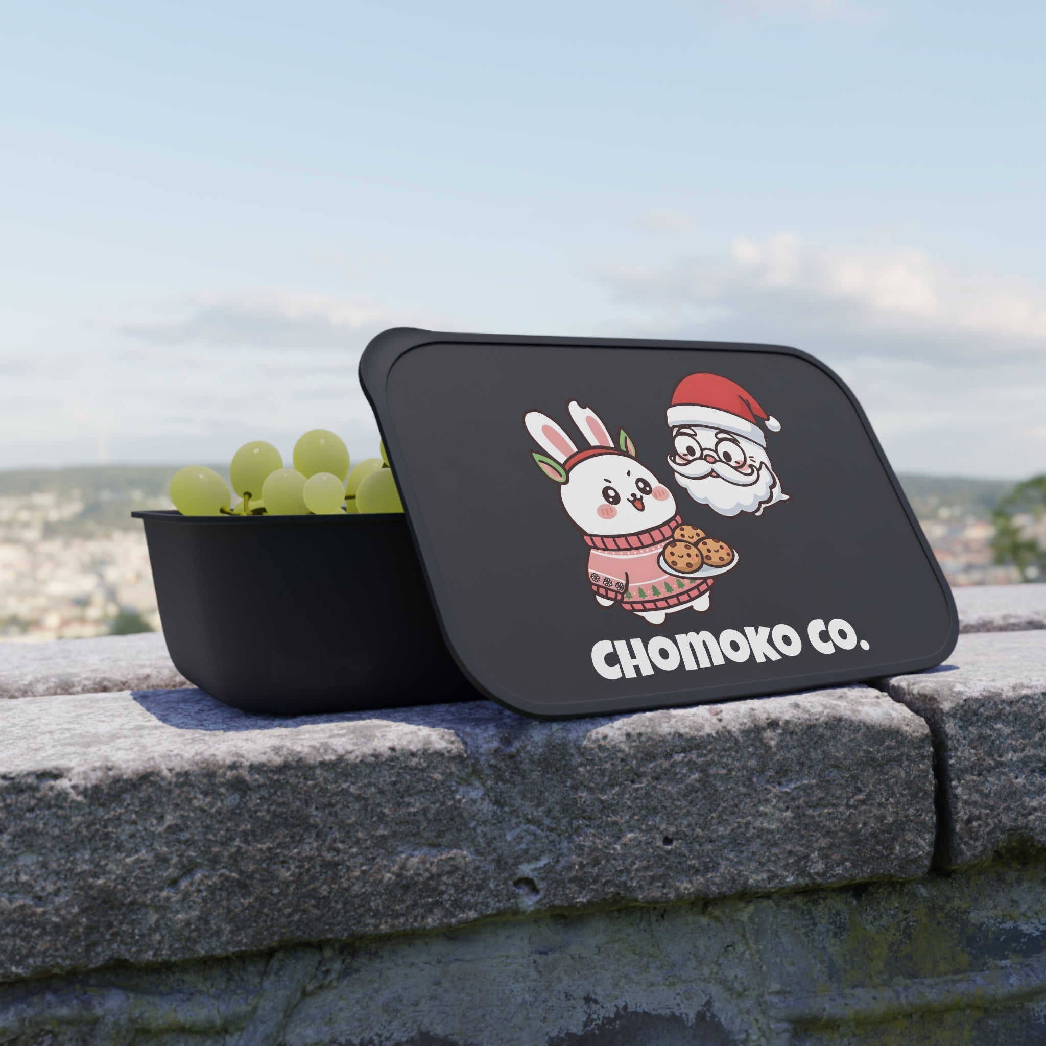 Chomoko and Santa Oji PLA Bento Box with Band and Utensils
