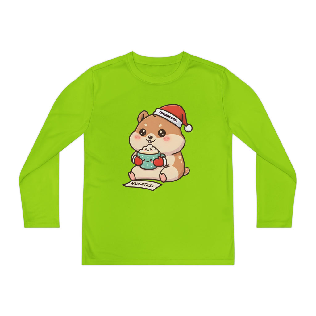 Atsu drinking Eggnog Youth Long Sleeve Competitor Tee