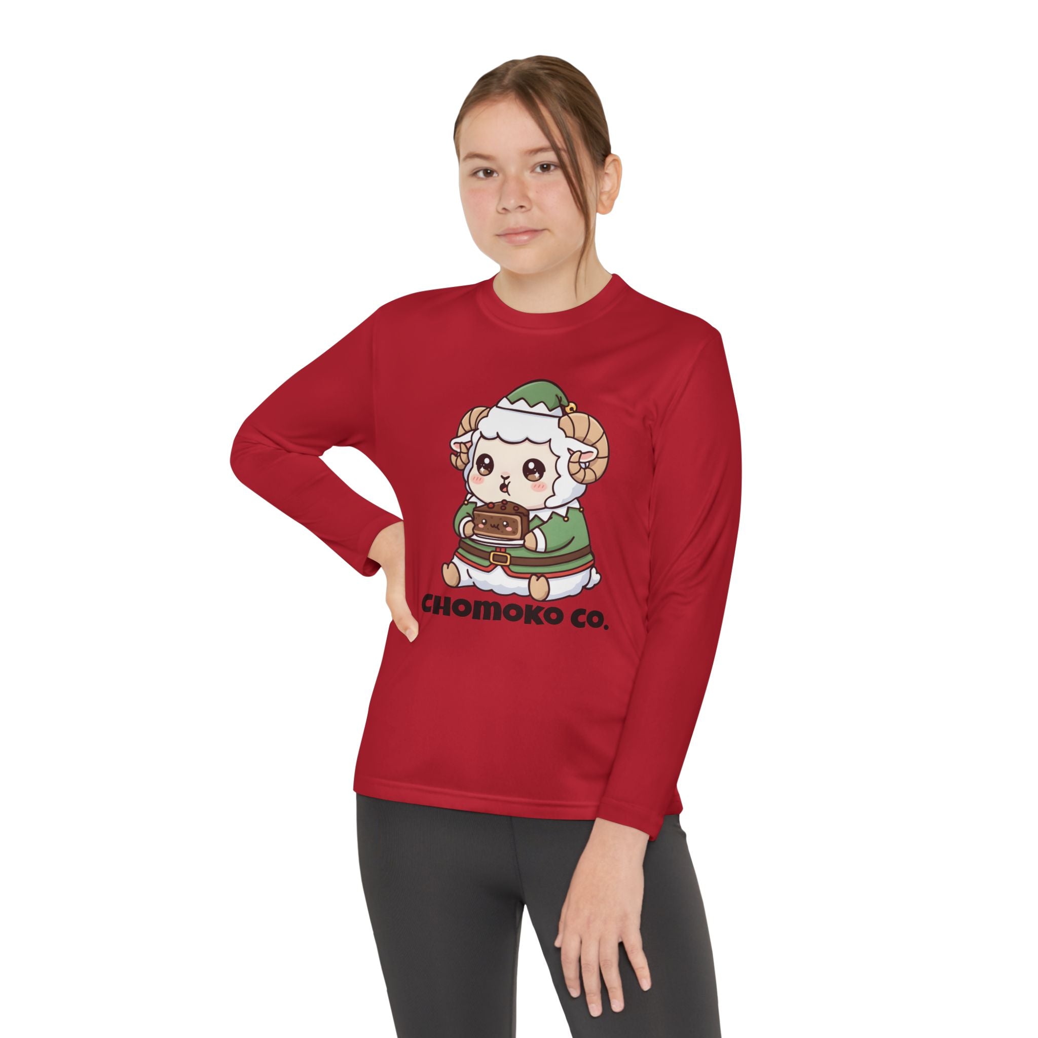 Bashi in an elf costume Youth Long Sleeve Competitor Tee