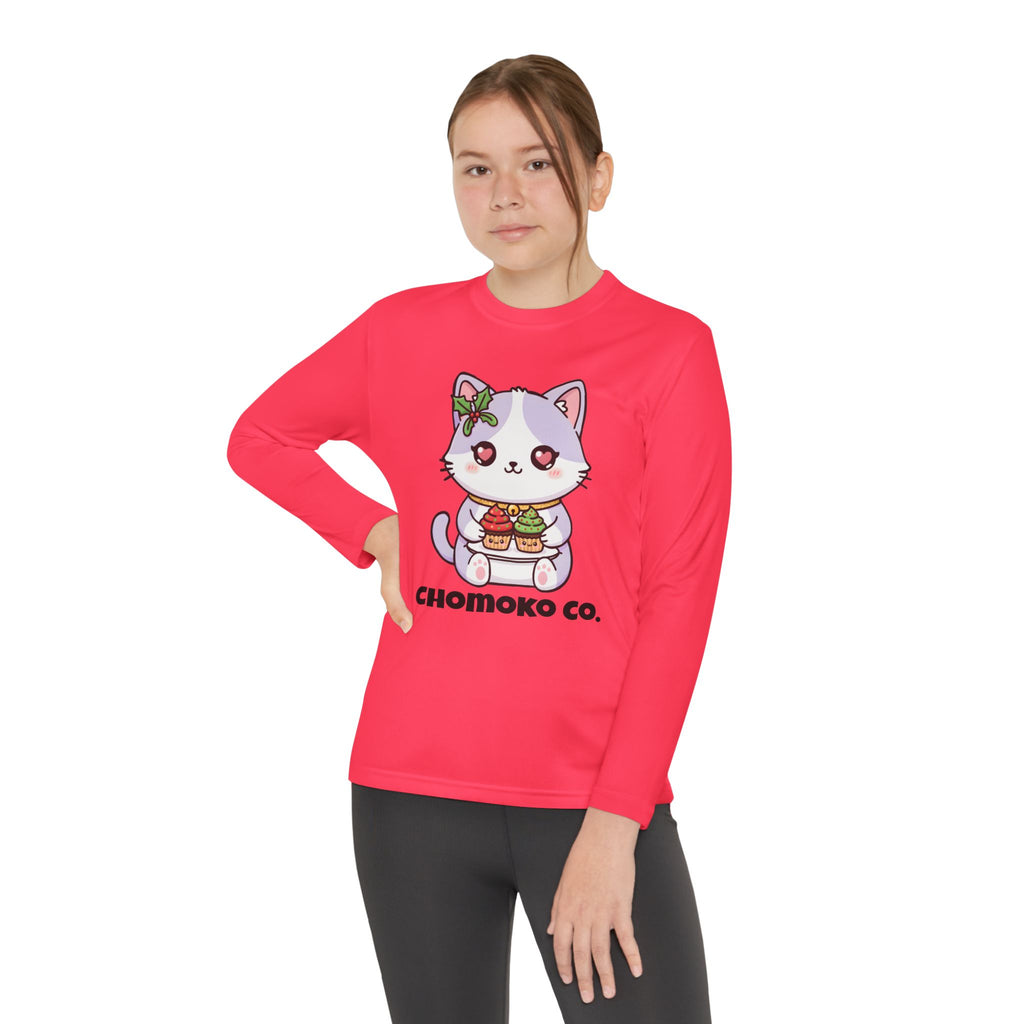 Nori with Christmas Cupcakes Youth Long Sleeve Competitor Tee