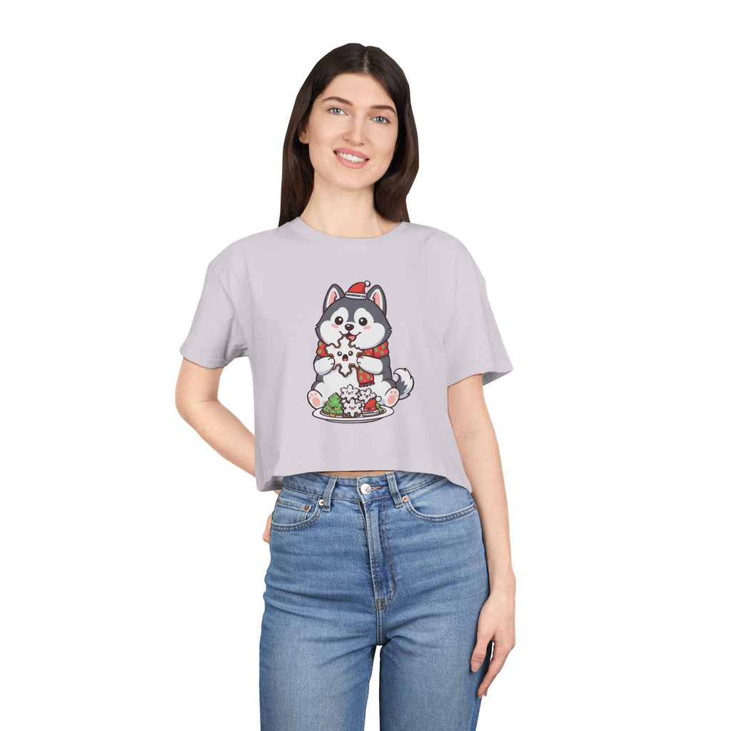 Koda eating Sugar cookies Women's Crop Tee