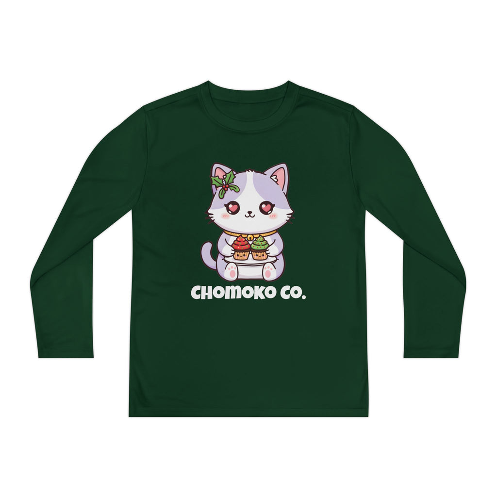 Nori with Christmas Cupcakes Youth Long Sleeve Competitor Tee