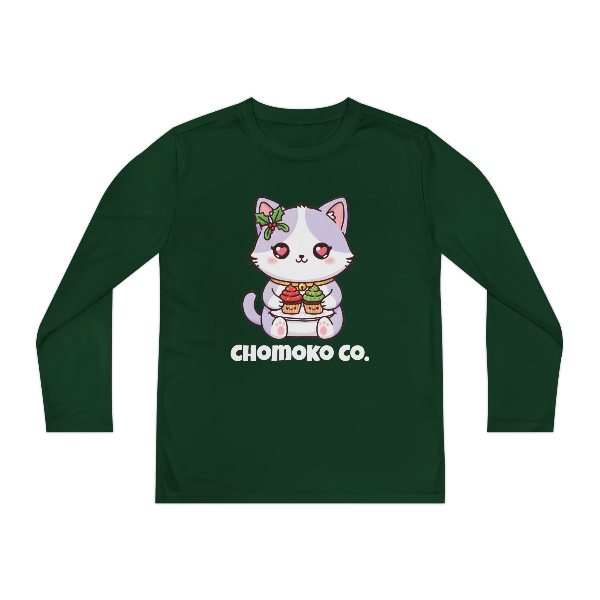 Nori with Christmas Cupcakes Youth Long Sleeve Competitor Tee