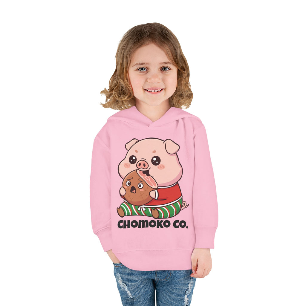 Okui in Christmas pajamas Toddler Pullover Fleece Hoodie