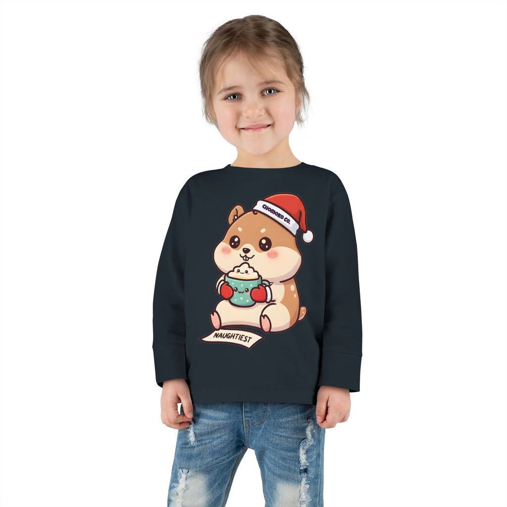 Atsu drinking Eggnog Toddler Long Sleeve Tee