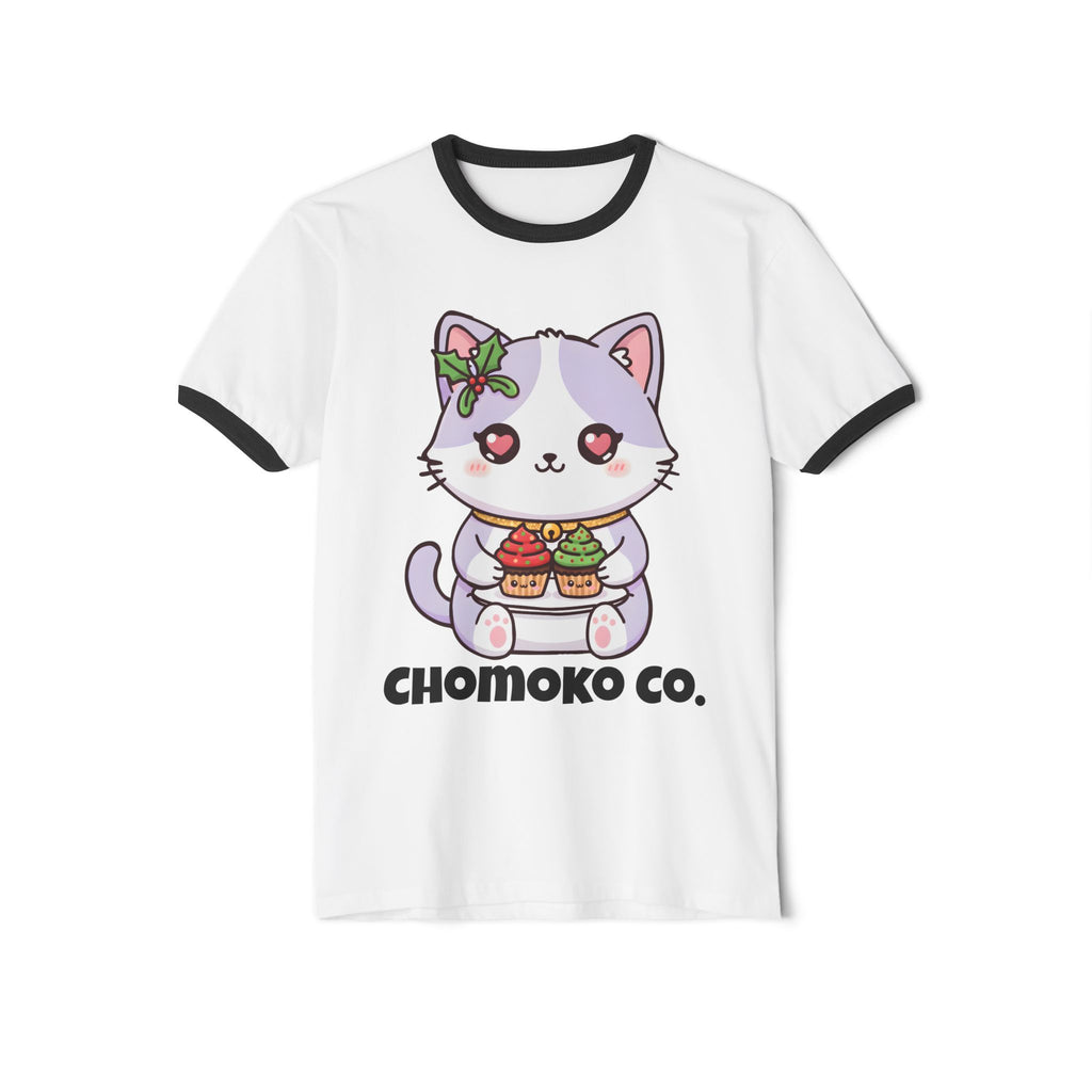 Nori with Christmas Cupcakes Unisex Cotton Ringer T-Shirt