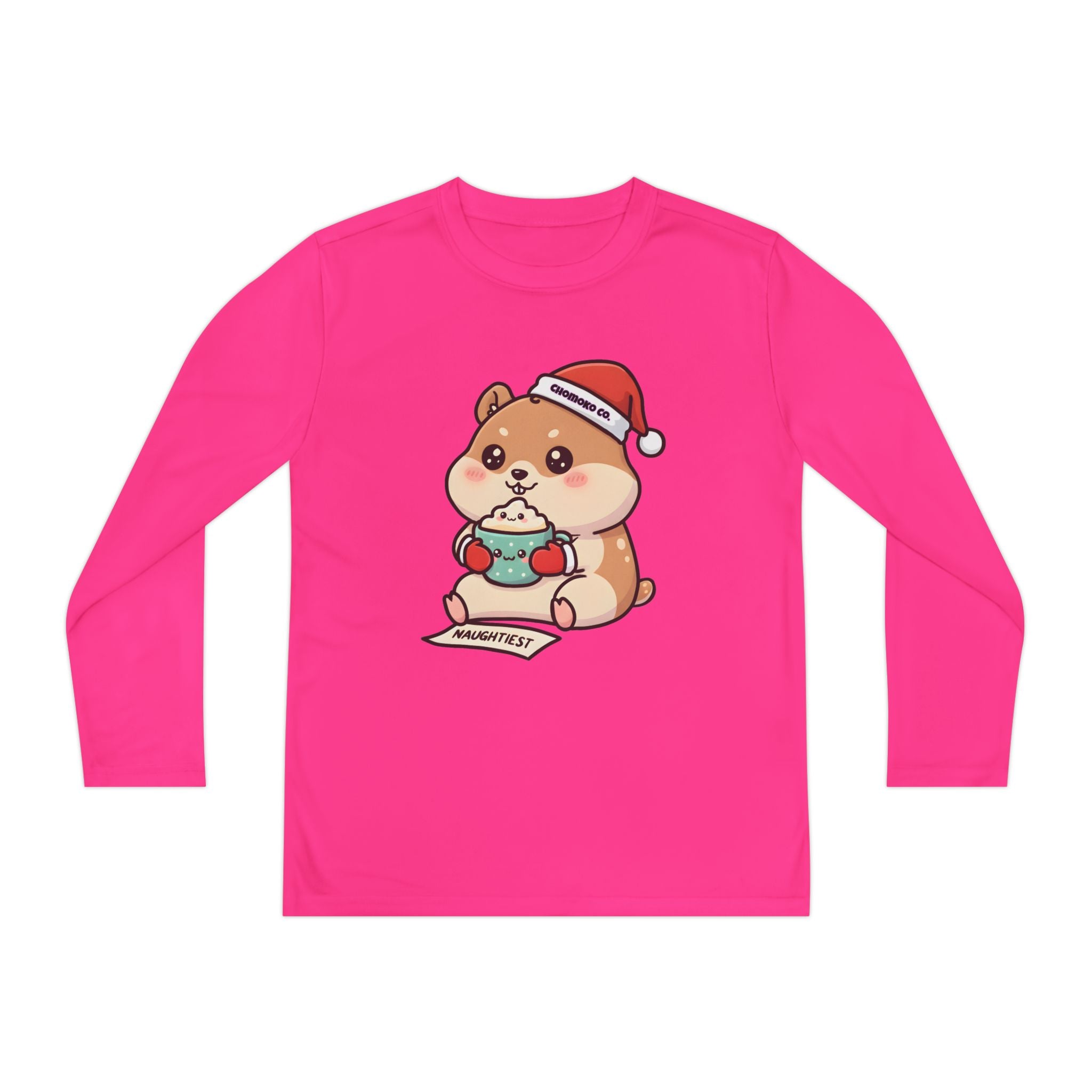 Atsu drinking Eggnog Youth Long Sleeve Competitor Tee