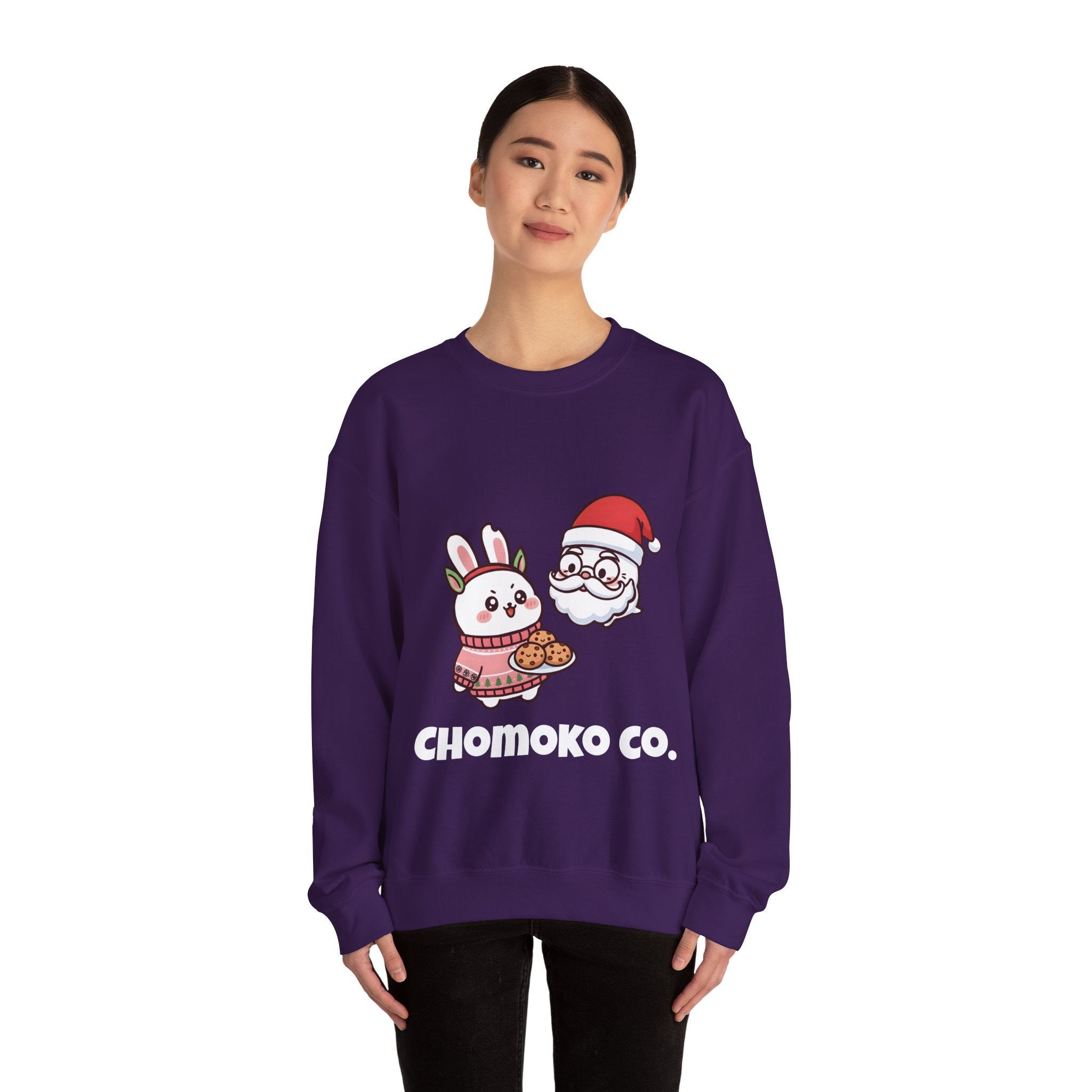 Chomoko with Oji dressed as Santa Cookie Plate Sweatshirt | CHOMOKO CO.