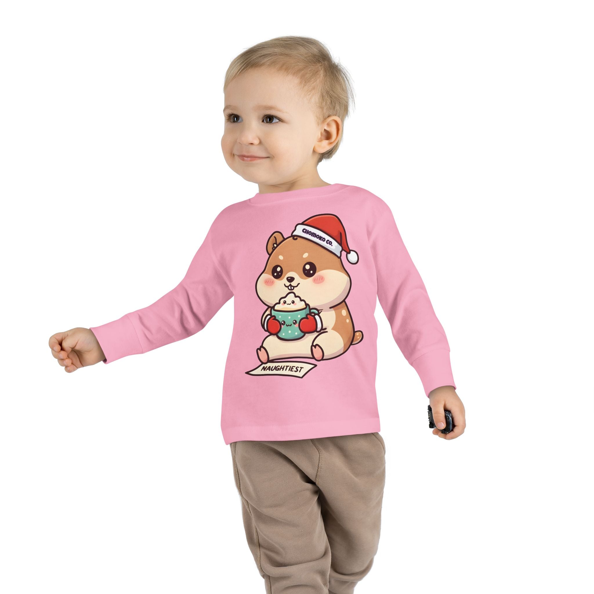 Atsu drinking Eggnog Toddler Long Sleeve Tee