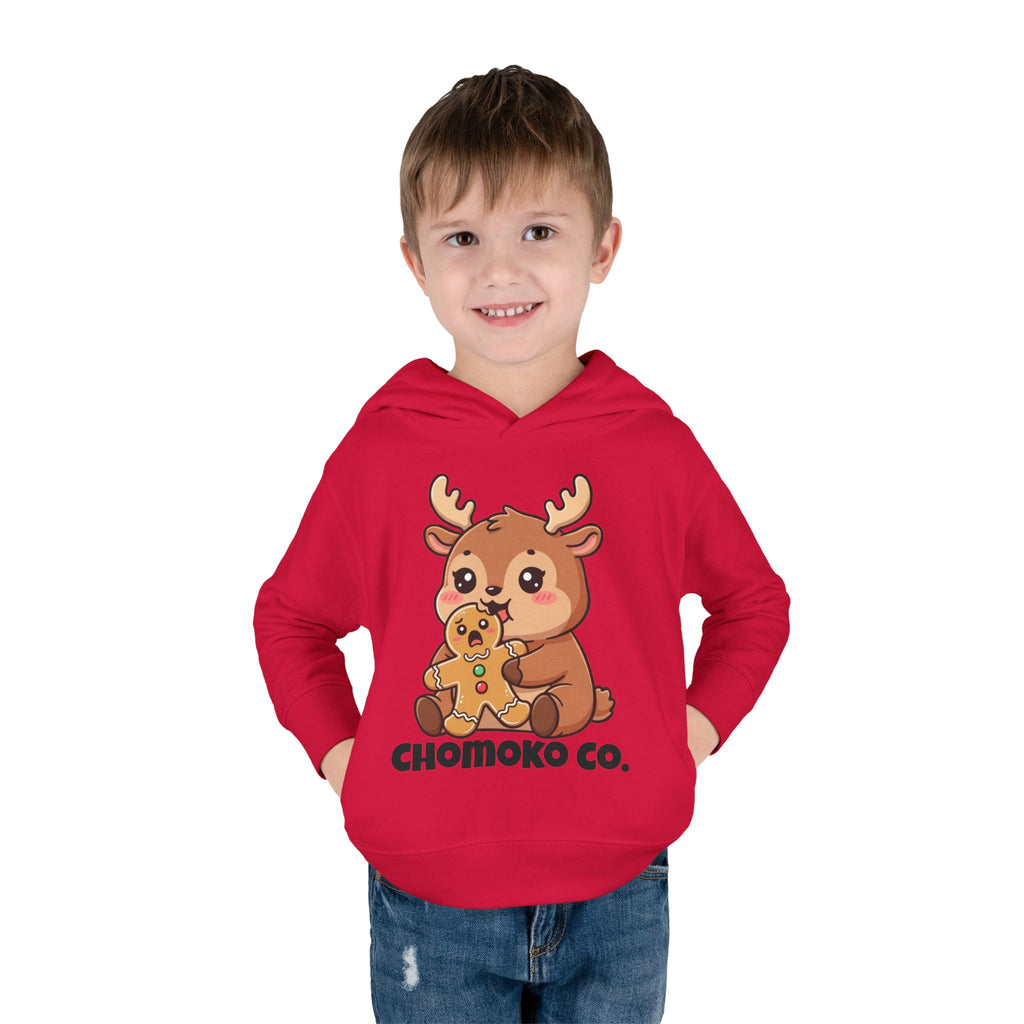 Haru eating a Gingerbread Man Toddler Pullover Fleece Hoodie