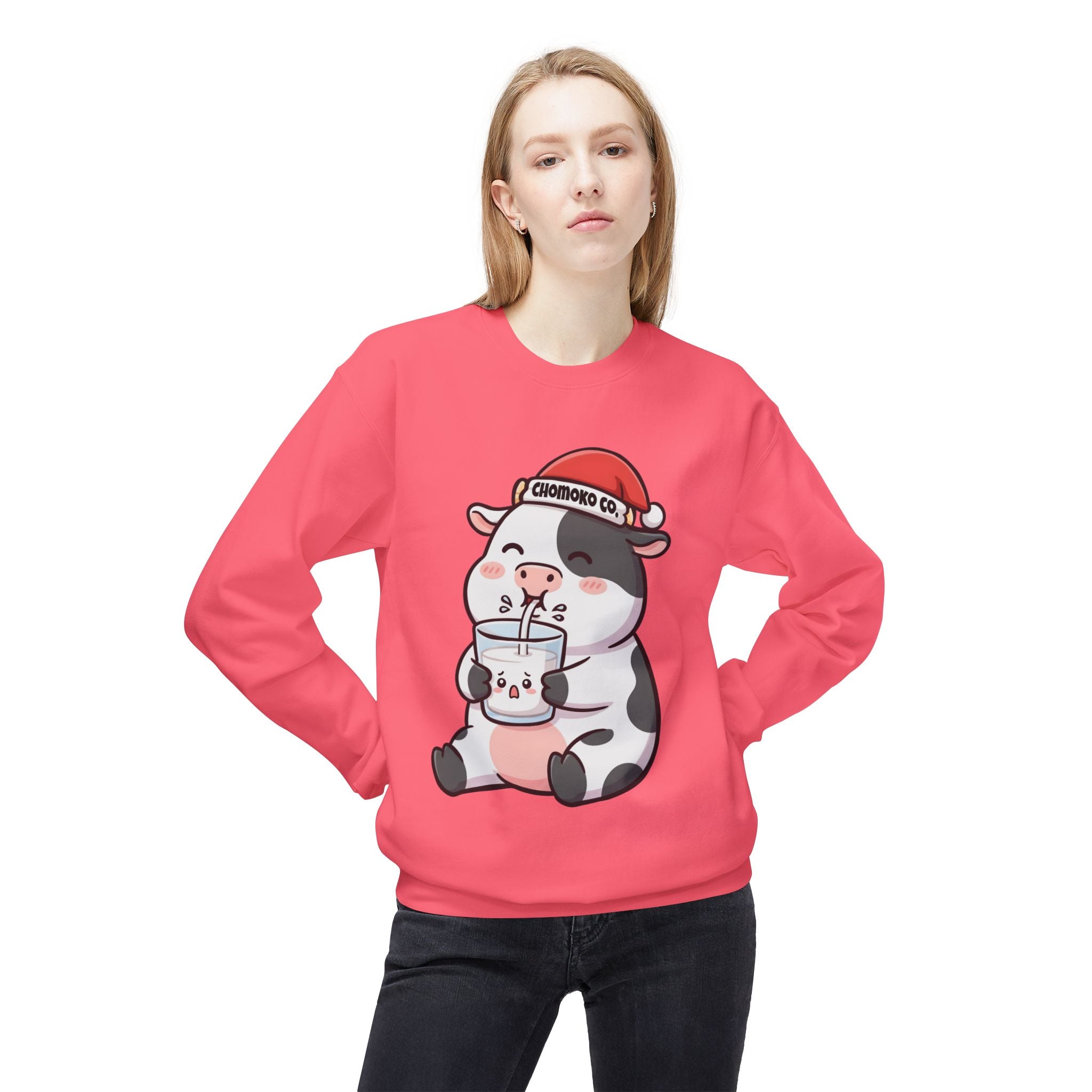 Kolby with Santa hat Unisex Midweight Softstyle Fleece Crewneck Sweatshirt