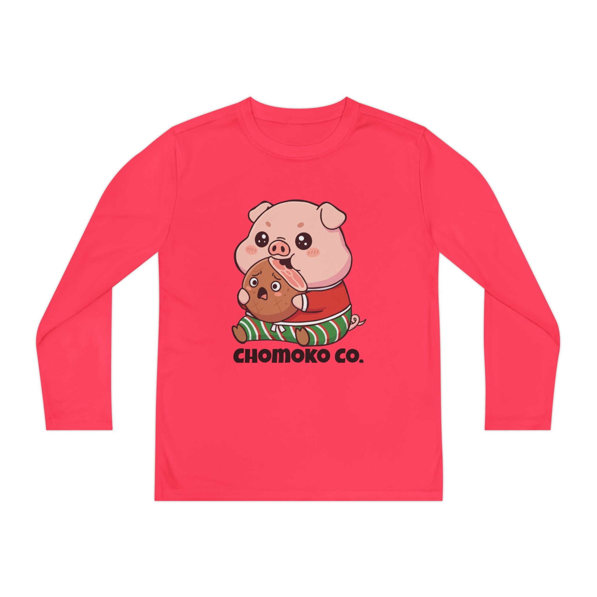 Okui in Christmas pajamas Youth Long Sleeve Competitor Tee