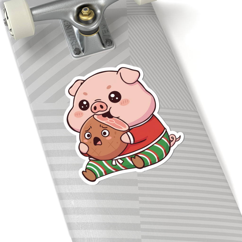 Okui in Christmas pajamas Kiss-Cut Sticker