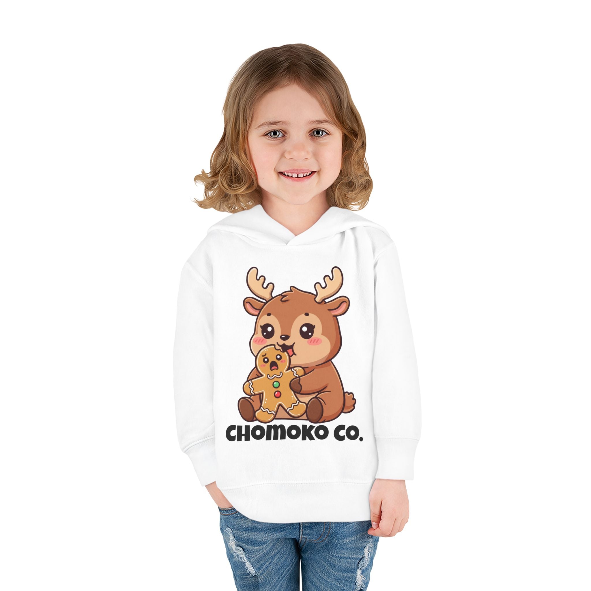 Haru eating a Gingerbread Man Toddler Pullover Fleece Hoodie
