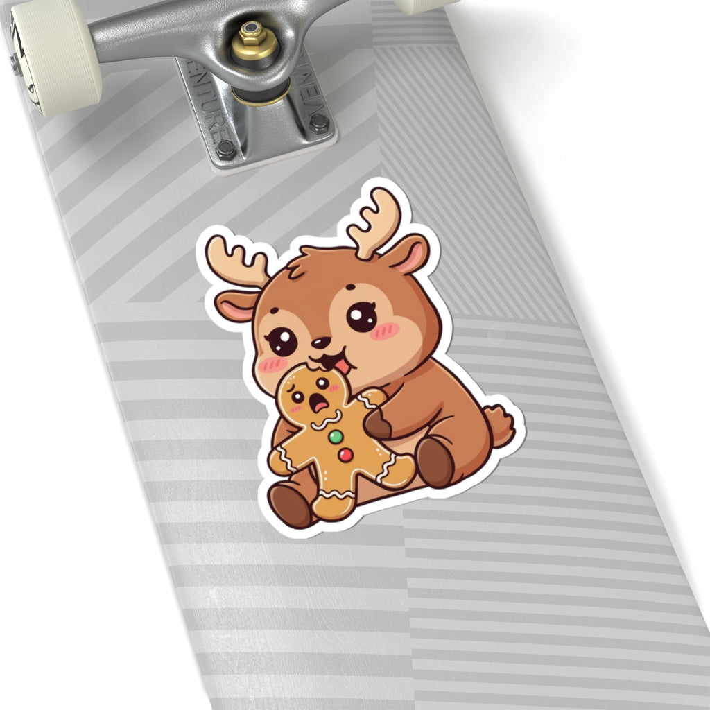 Haru eating a Gingerbread Man Kiss-Cut Sticker