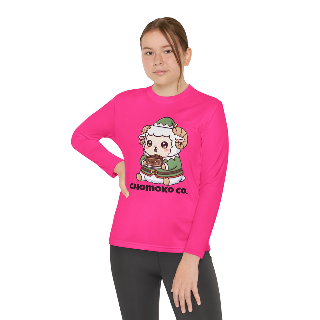 Bashi in an elf costume Youth Long Sleeve Competitor Tee