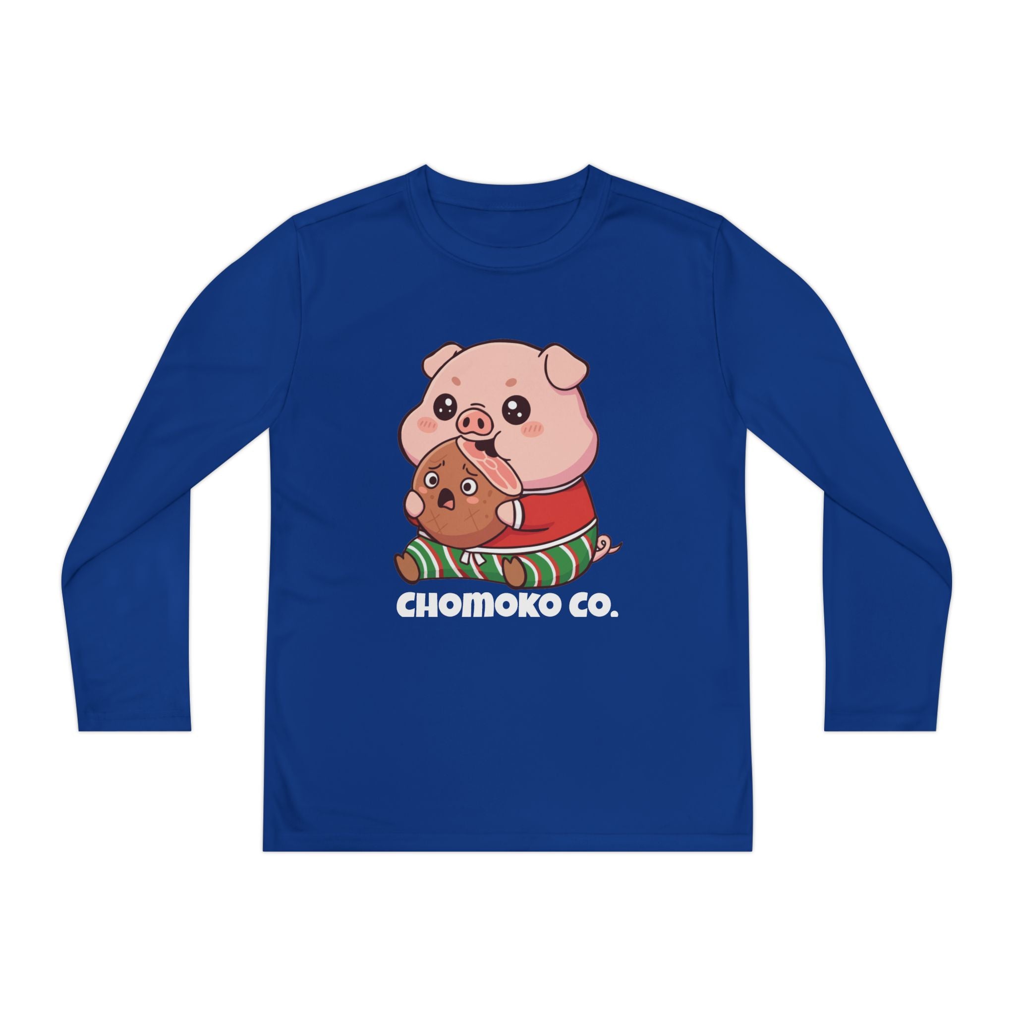 Okui in Christmas pajamas Youth Long Sleeve Competitor Tee