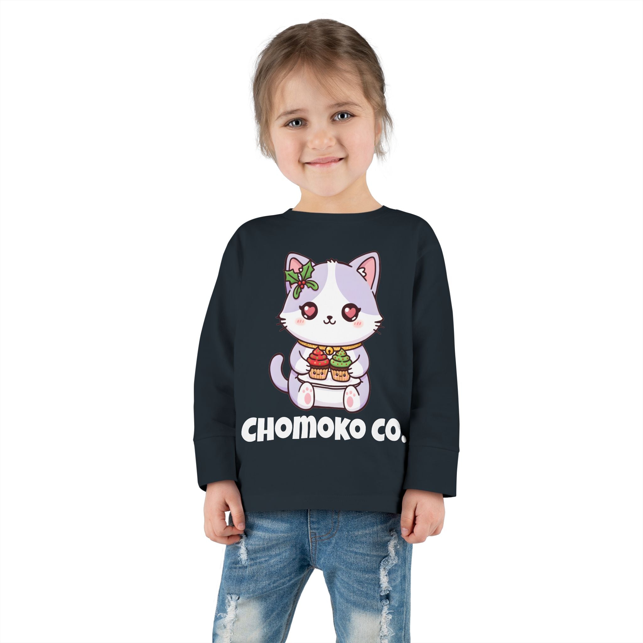 Nori with Christmas Cupcakes Toddler Long Sleeve Tee