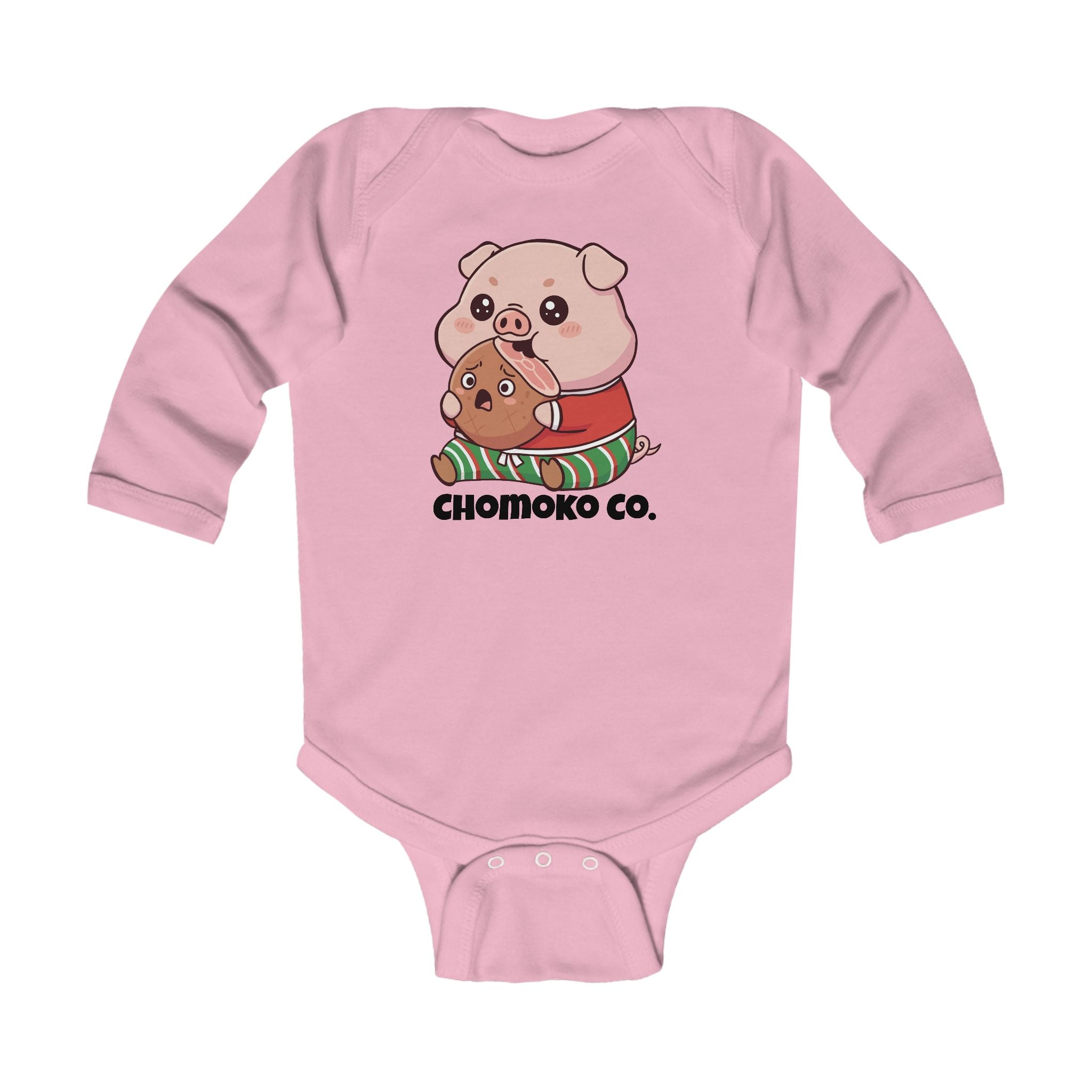 Okui in Christmas pajamas Infant Long Sleeve Bodysuit