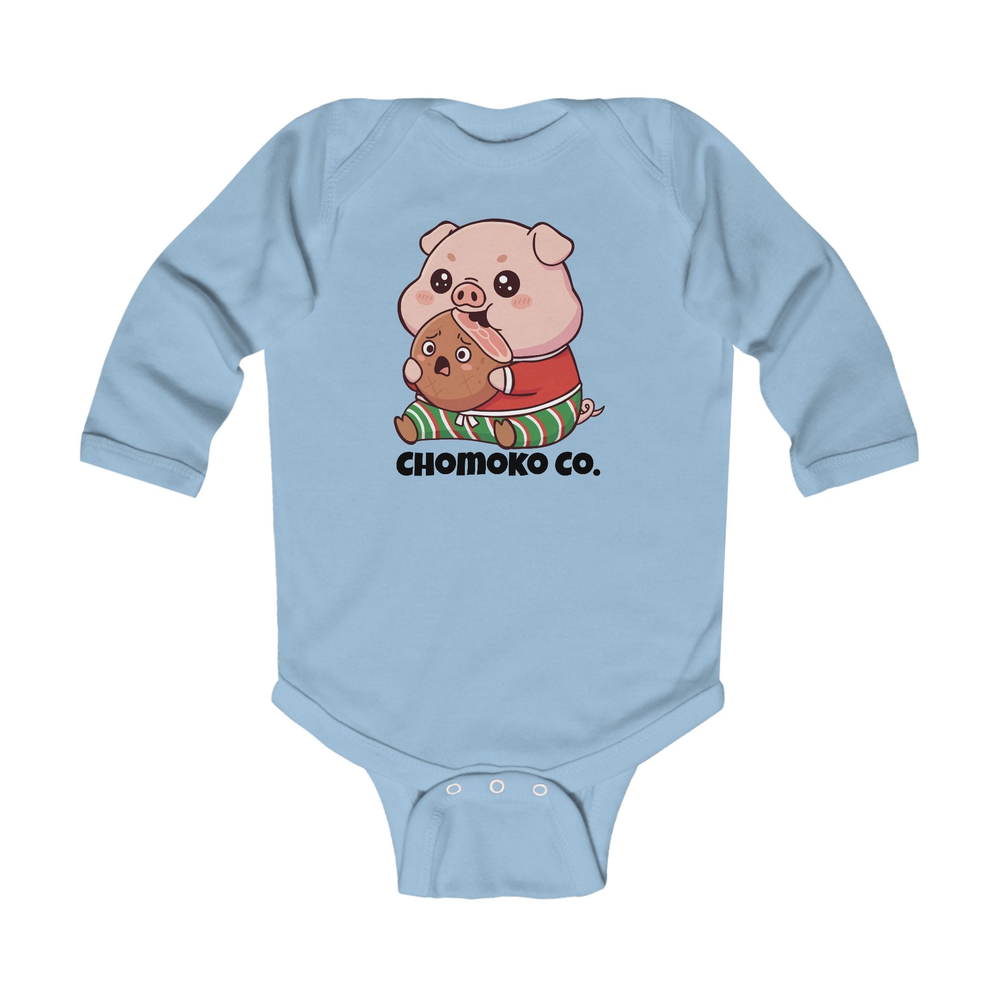 Okui in Christmas pajamas Infant Long Sleeve Bodysuit