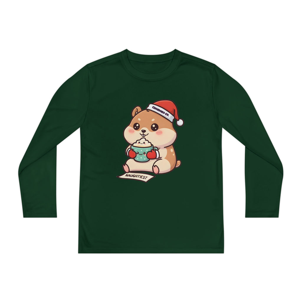 Atsu drinking Eggnog Youth Long Sleeve Competitor Tee