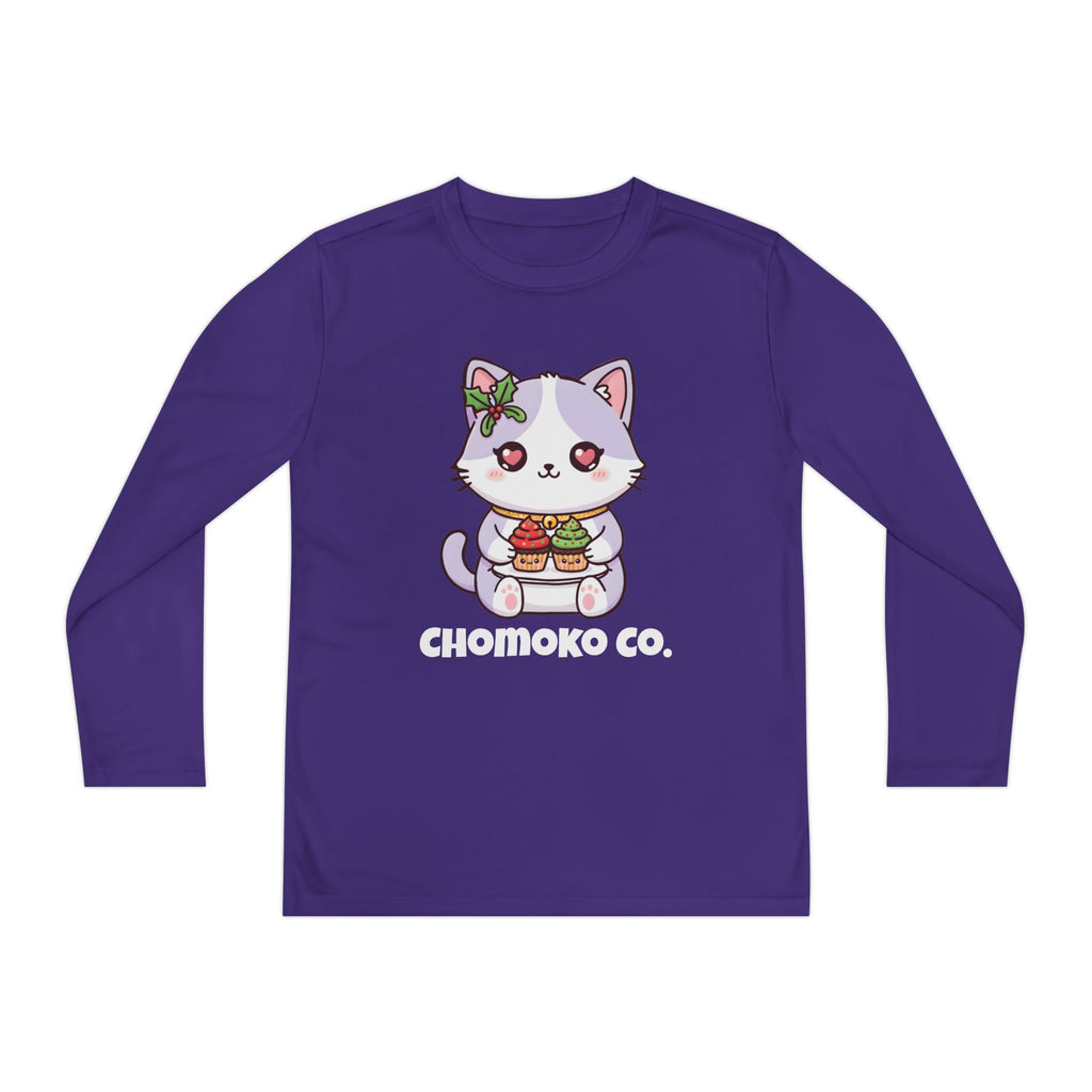 Nori with Christmas Cupcakes Youth Long Sleeve Competitor Tee
