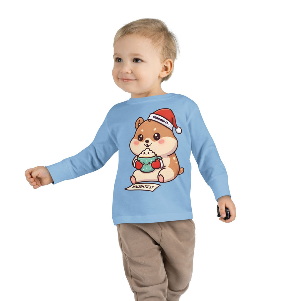 Atsu drinking Eggnog Toddler Long Sleeve Tee