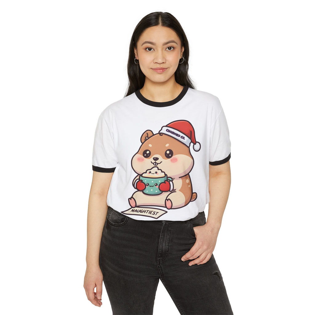 Atsu drinking Eggnog Unisex Cotton Ringer T-Shirt