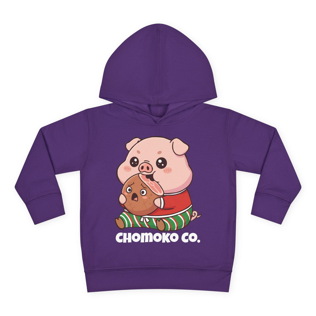 Okui in Christmas pajamas Toddler Pullover Fleece Hoodie