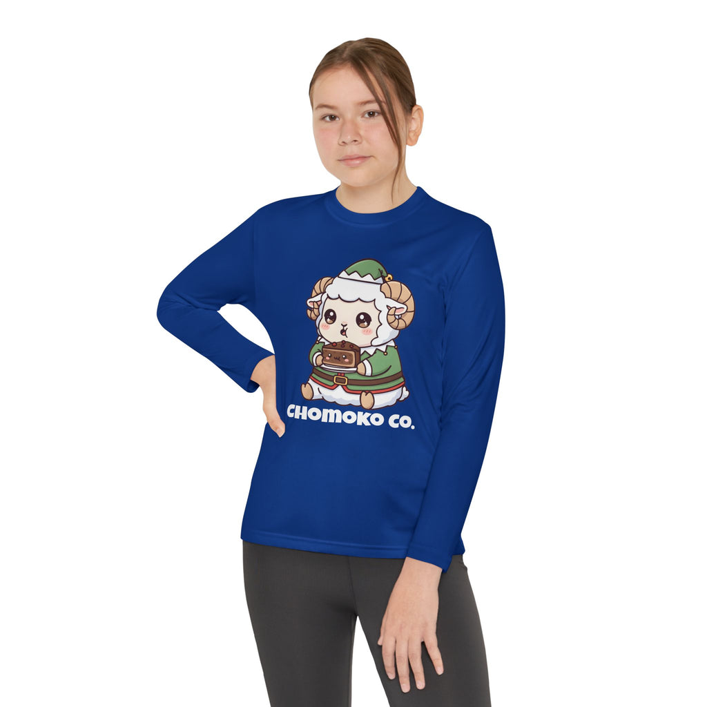 Bashi in an elf costume Youth Long Sleeve Competitor Tee