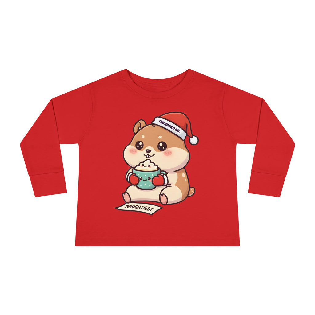 Atsu drinking Eggnog Toddler Long Sleeve Tee