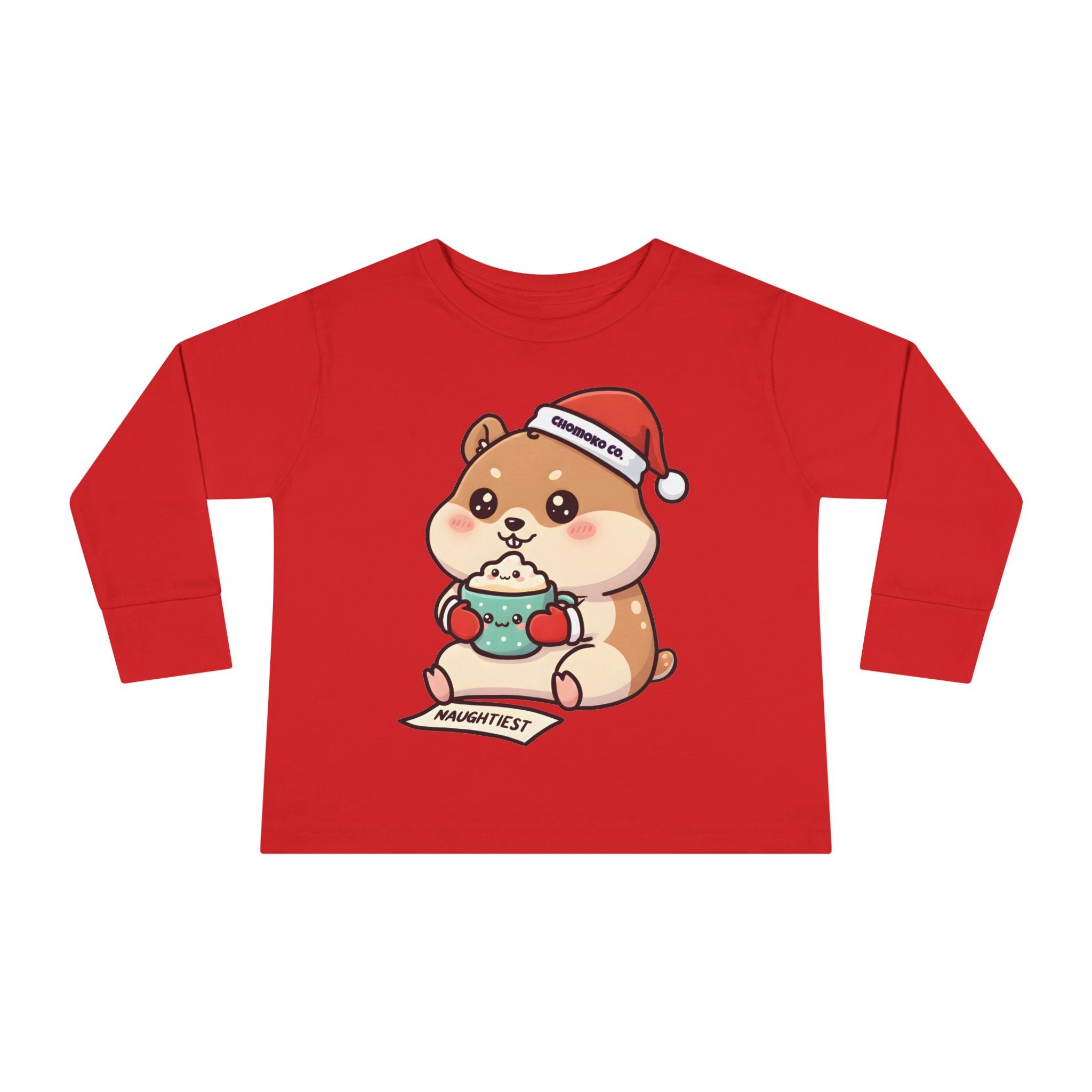 Atsu drinking Eggnog Toddler Long Sleeve Tee