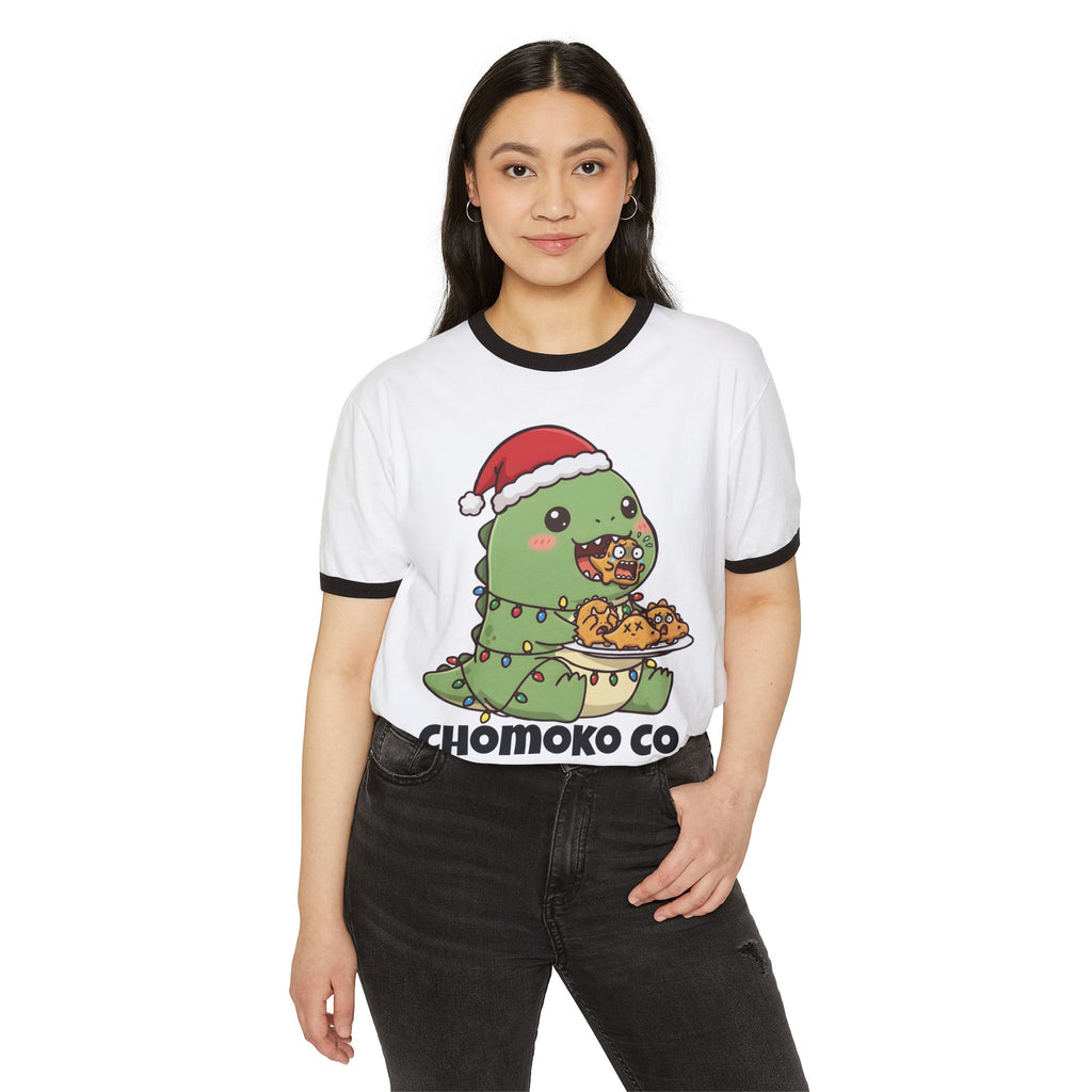 Tatsu with Christmas lights Unisex Cotton Ringer T-Shirt