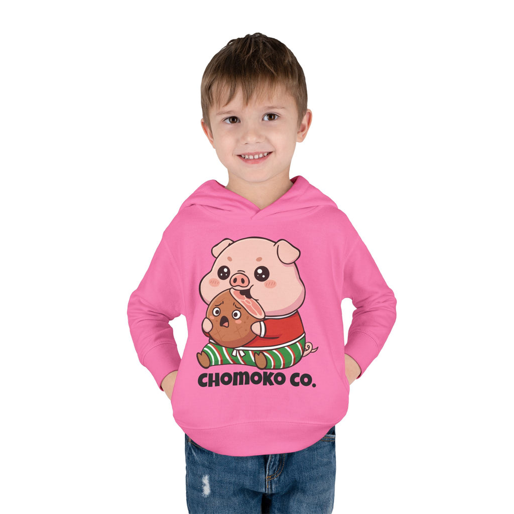 Okui in Christmas pajamas Toddler Pullover Fleece Hoodie