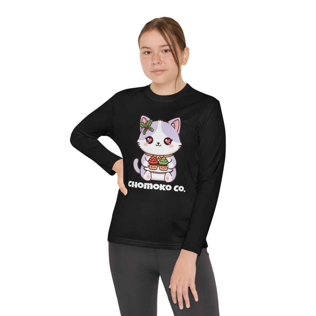 Nori with Christmas Cupcakes Youth Long Sleeve Competitor Tee