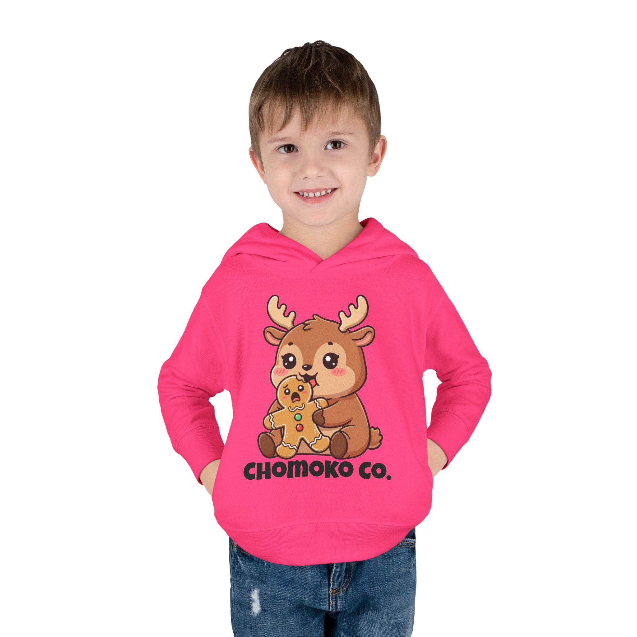 Haru eating a Gingerbread Man Toddler Pullover Fleece Hoodie