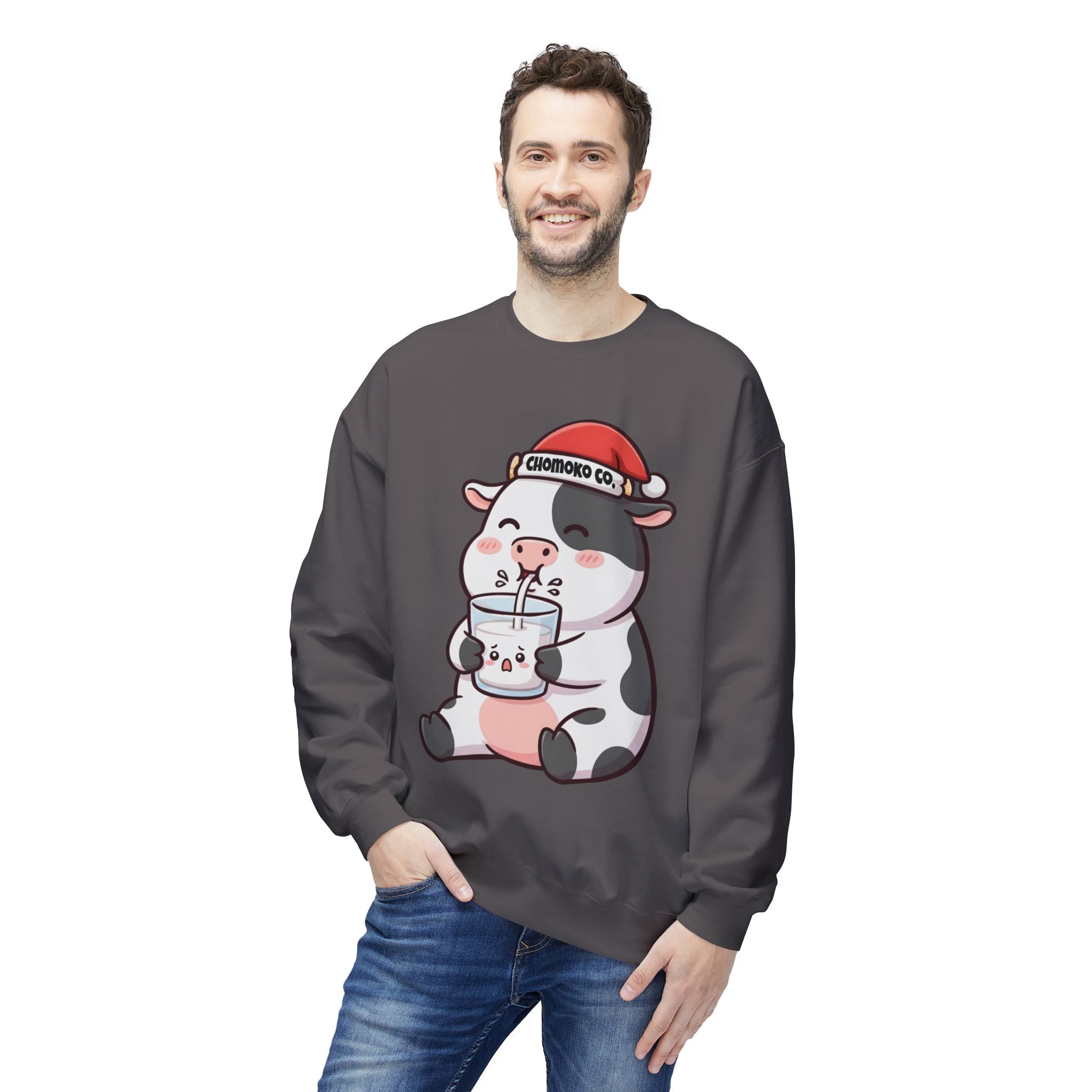 Kolby with Santa hat Unisex Midweight Softstyle Fleece Crewneck Sweatshirt